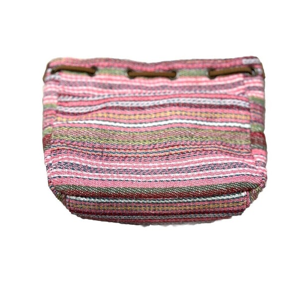 Roxy Women’s Pink Crochet Woven Aztec Southwestern‎ Pastel Mini Drawstring Bag - Picture 3 of 10
